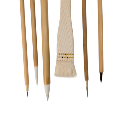 Chinese Calligraphy Brush Set with Hake, Bamboo