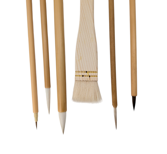 Chinese Calligraphy Brush Set with Hake, Bamboo